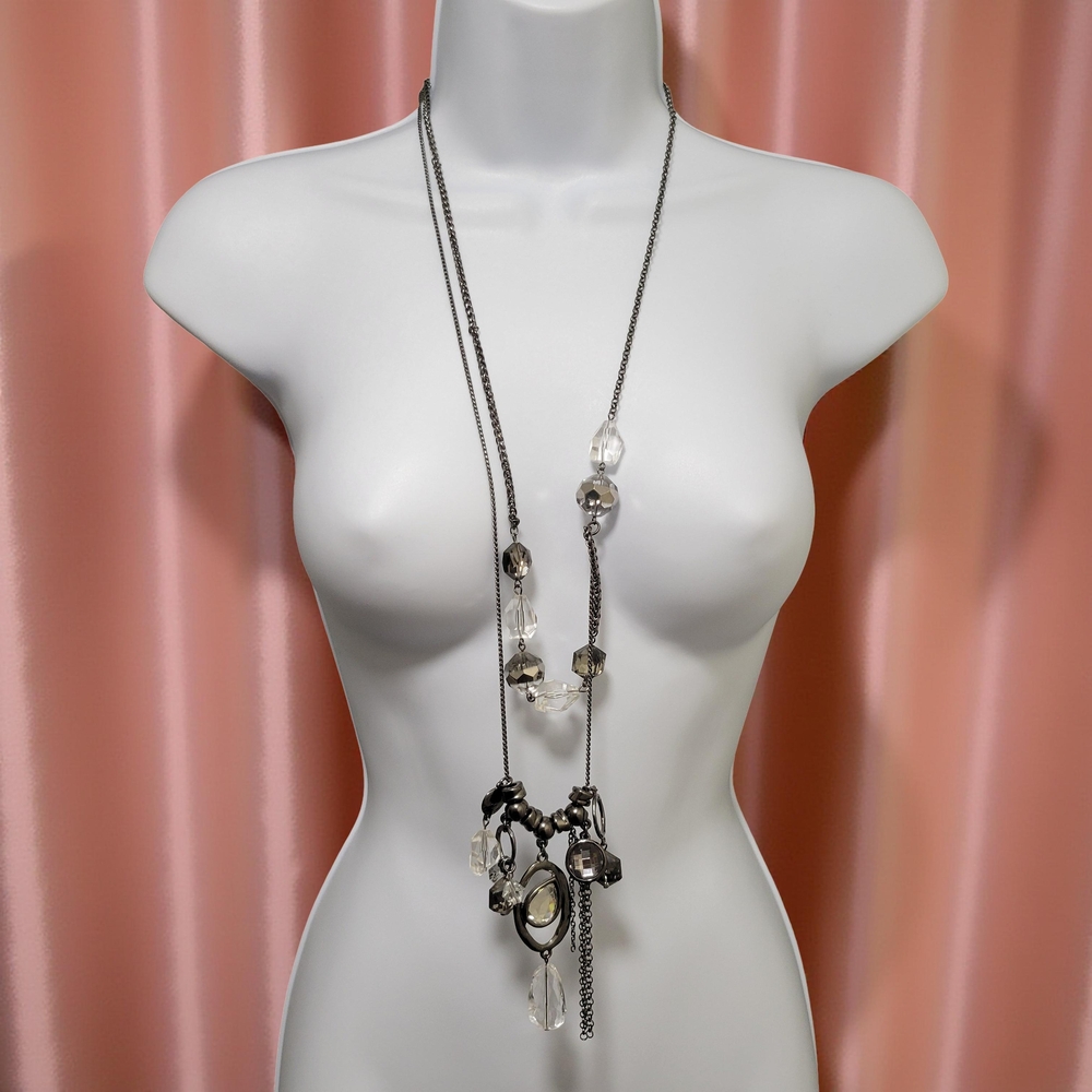 Elegant Chico's Silver and Black Necklace and Bracelet